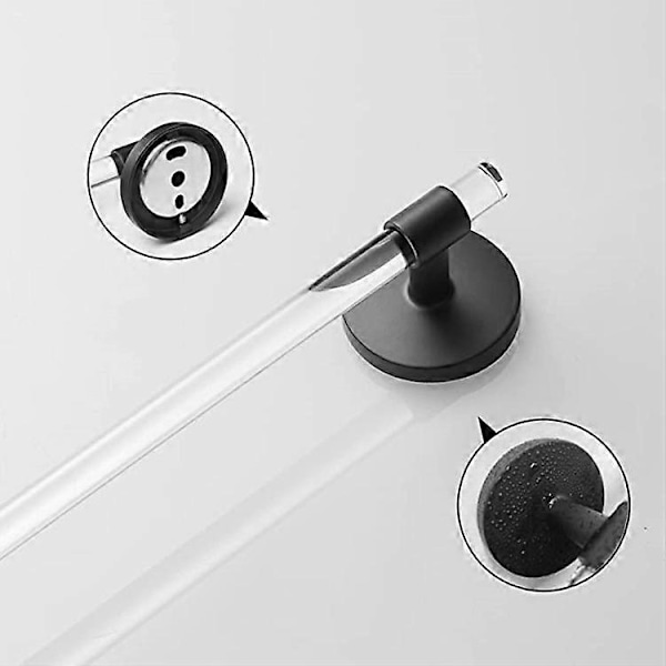 Håndklædeholder 40 cm, Akryl Klar Håndklædestang med Rustfri Stål Base, Lucite Håndklædeholder til Badeværelsesvæg (Sort), Håndklædeholder toilet håndklædestang