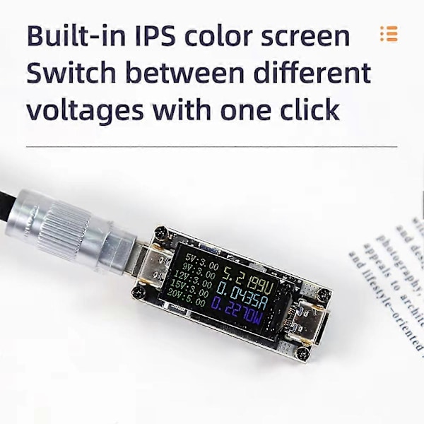 PD100W 5A Multifunktionel Lokkedue 5/9/12/15/20V 0,96 Tommer Farveskærm Spænding Strøm Effekt Positiv Negativ