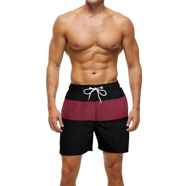 Sömnad för män Sport Gym Shorts Sommar Casual Black Red 2XL