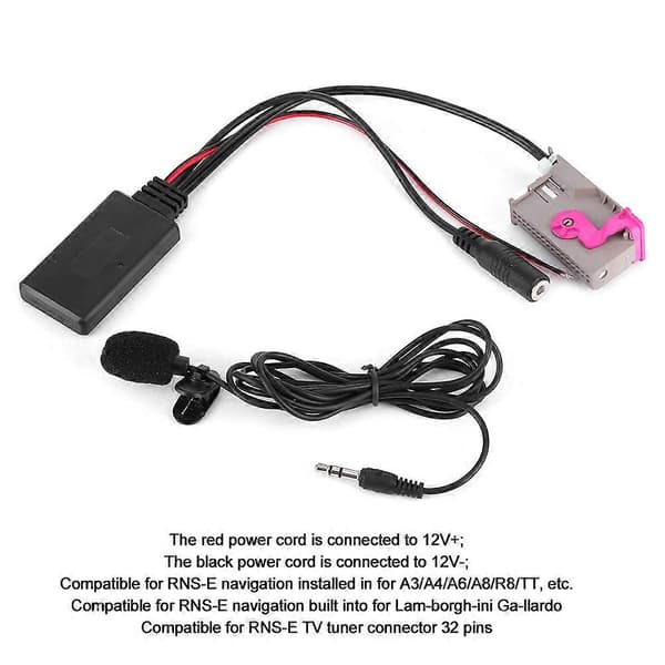 32-stifts Bluetooth AUX-adapter Bärbar bilstereo Ljudkabelkontakt Passar A3 A4 A6 A8 TT