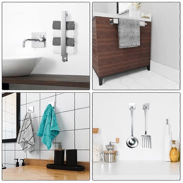 Håndkleholder, Elegant Sort Rustfritt Stål, Selvklebende for Rask og Enkel Montering