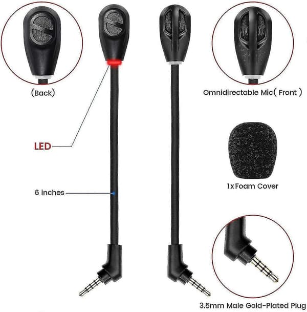 3,5 mm udskiftningsmikrofon kompatibel med Hyperx Cloud Flight/ Flight S