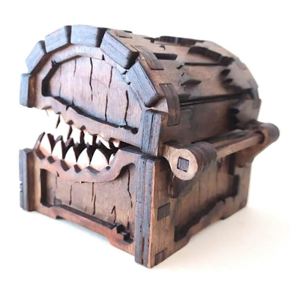 Devil Box Opbevaring Træ Splejset Byggeklodser DIY Farvet Graffiti Håndværk Dekoration