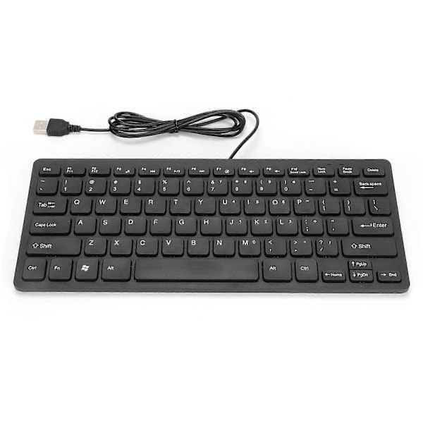 USB-johdollinen näppäimistö, kannettava 78 näppäimen minikokoinen pöytäkoneen/kannettavan näppäimistö koti- ja toimistokäyttöön, musta