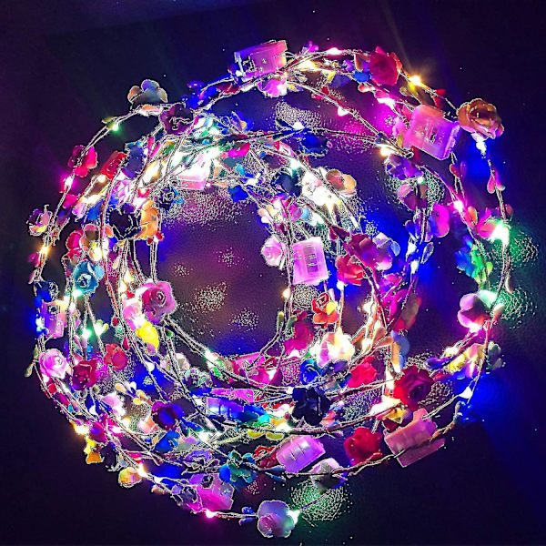 12st Led Blinkande Blomma Pannband Festpresent Blandade Färger Light