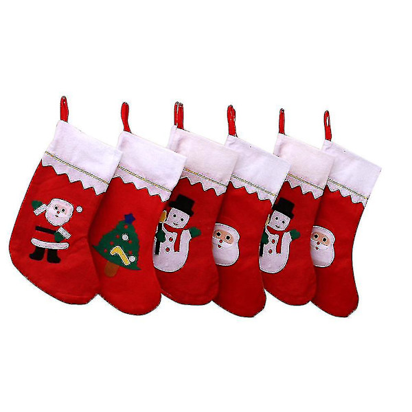 6st Julhängstrumpa Slitstark Kreativ Julhängstrumpa Julsockpåse Julstrumpor för juldekoration