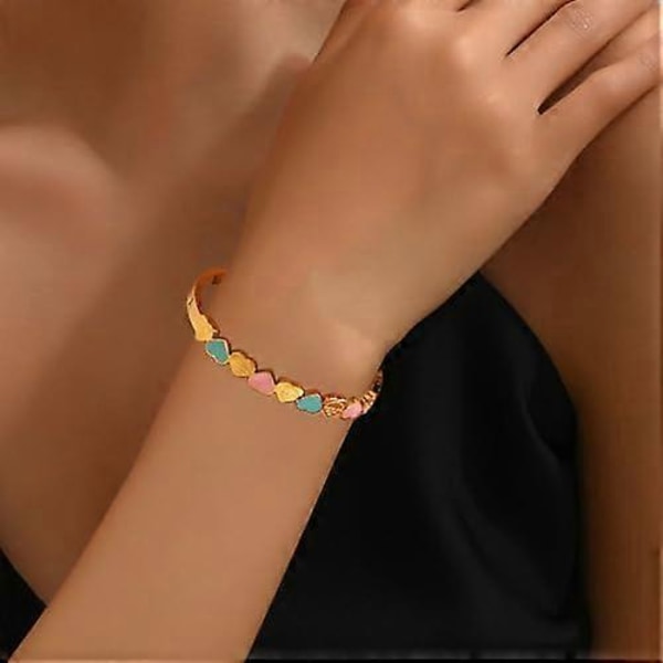Søde Kærlighedshjerte Guldbelagt Rustfrit Stål Lykke Armbånd til Kvinder, Sødt Kærlighedshjerte Armbånd Bryllupsfest Charm Armbånd Smykkegave