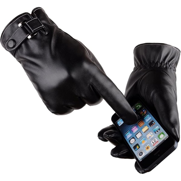 Crday Winter Gloves Pekskärmshandskar för män, simulerade tvättade läderhandskar, höstpresent