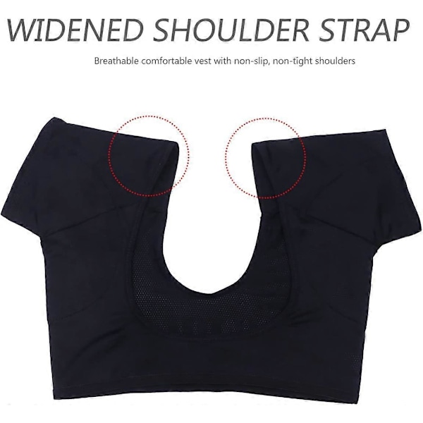 Vaskbar Svedskjold Vest Åndbar Svedabsorberende Vest Toppe Hurtigtørrende Underarms Armhule Fugtpude Vest til Kvinder Mænd Sort Medium