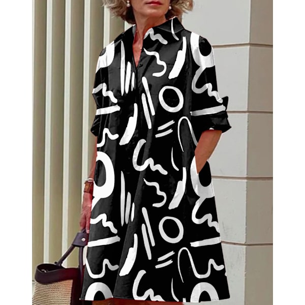 Sommar Populär Enfärgad Polka Dot Print Sexig Skjorta Sommarklänning Lös Pocket Dress A9SYDDH2304119 4XL