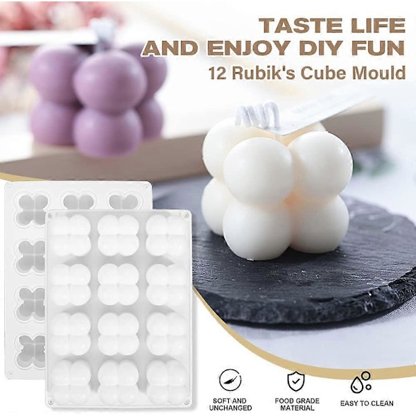 Multi-kubeform, silikonform for baking av brownies, DIY-verktøy for mousse dessert gelé pudding (12 hulrom)