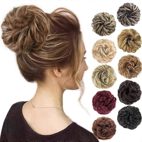 1 STK. rodet hårknold, hårelastikker, extension, krøllet, bølget, rodet, syntetisk chignon til kvinder, opsat hår