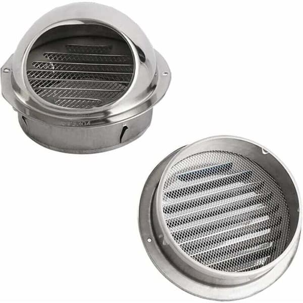 Rund ventilator med rustfritt stålrist, rundt ventilasjonsdeksel, veggmontert avtrekksventil, 100 mm luftventiler