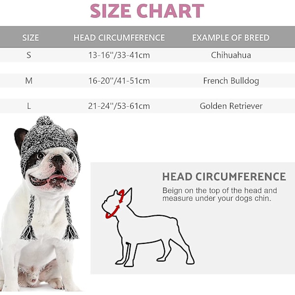 Vinterhundmössa,varm Pet Pompom Stickad Mössa Varm Pet Stickad Snood Huvudbonad med öronhål För medelstora hundar Fransk Bulldog Pink L
