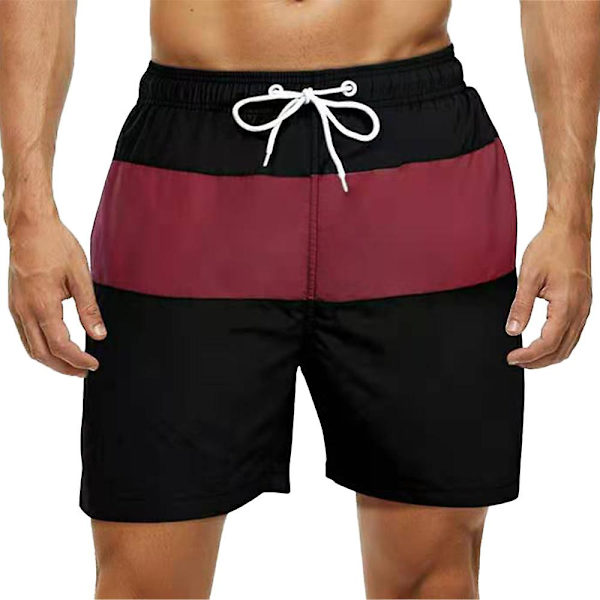 Sömnad för män Sport Gym Shorts Sommar Casual Black Red 2XL