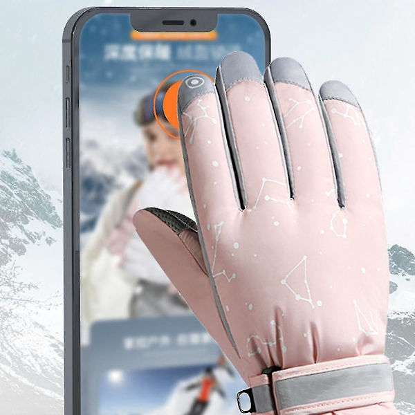 Snöhandskar Vattentäta vinterskidhandskar Varma neutrala handskar SK23Sakura Powder(Star)