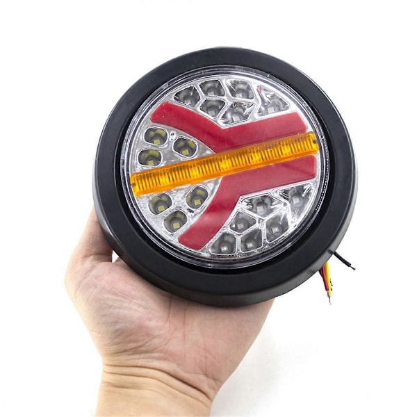 2 stk. 12V 24V LED Rund Bil Baglygte Bremse Stop Side Markør Blinklys Advarselslampe Lastbil