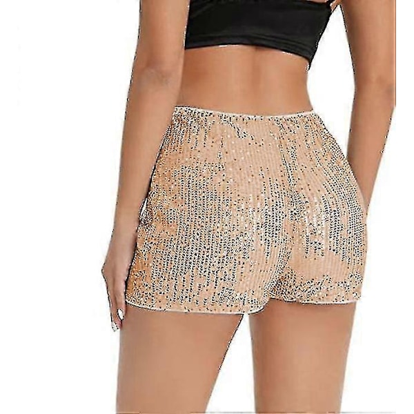 Paljettshorts för damer, hög elastisk midja, raka ben, enfärgade glittershorts för fest