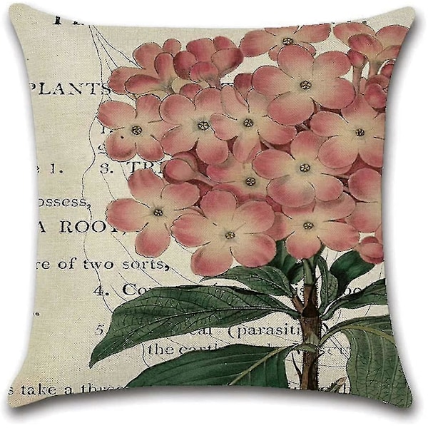 Blomkuddöverdrag, 45cm X 45cm Bokstavsblommiga Prydnadskuddfodral, Paket med 4