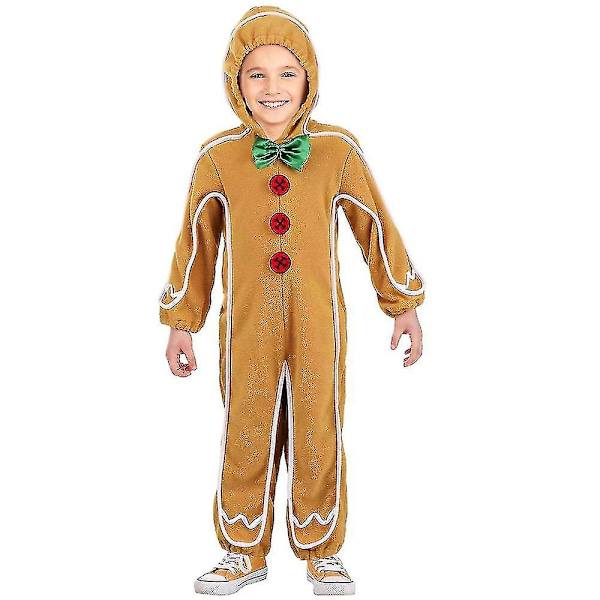 Pepparkaksdräkt för barn, Pepparkakor Hooded Jumpsuit 3-4Y