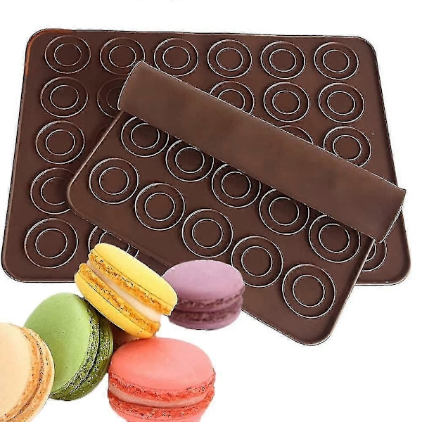 2 stk. Macaron Bakematte, Silikon Bakematte 48 Hull Kapasitet Bakeplate Former Non-Stick Macaron Bakebrett Sett -NEHXV