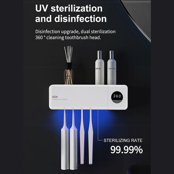 Smart Väggmonterad Automatisk Sensorinducerad UV-sterilisering Tandborsthållare för Hemmabruk