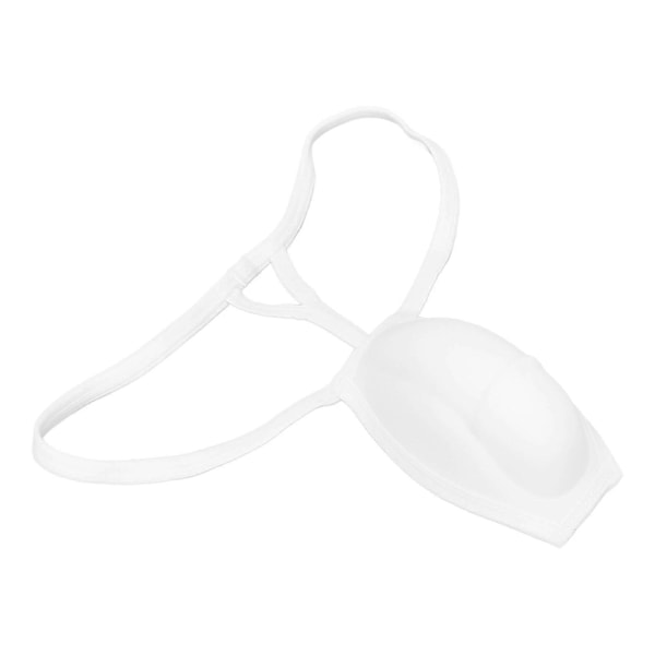 Män Bulge Cup Mjuk Polyester Bomull Stereo Form Bulge Täckande Underkläder Cup med Rem Vit L