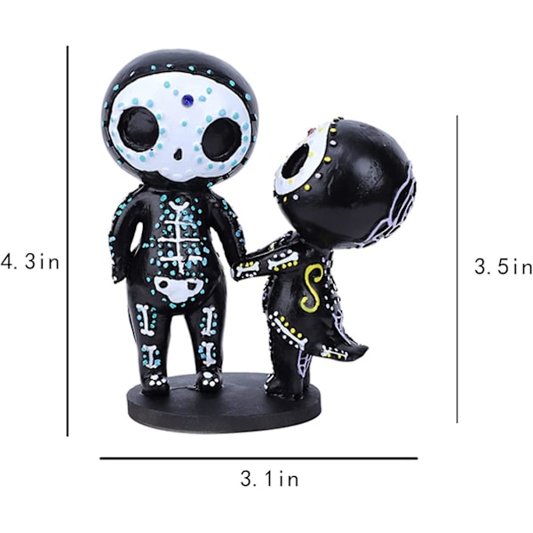 Sugar Skull Rosa Parfigur Til Døden Resin Samleobjekt Par Mini Dekorativ Statue