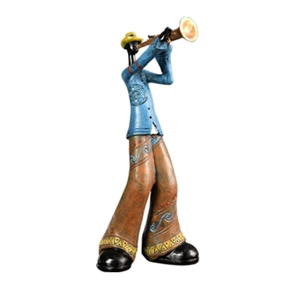 Jazzband-figuriner, Vintage Musikkfigur i Harpiks, Skrivebordsdekorasjon, Retro Skulptur H