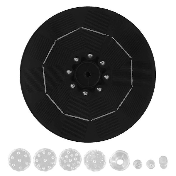 18CM LED Solcellefontenepumpe med 3000mAh Batteri 3.5W 6 Dyser Fontenepumpe for Fuglebad Hage
