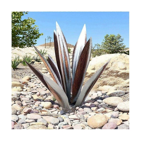 Rustikk Skulptur, DIY Metall Agave Plante, Rustikk Håndmalt Metall Agave, Hagegårds Kunstdekorasjon