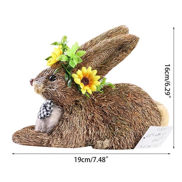 Kunstig Halm Kanin Ornament Simulation Dyr Figur Håndlavet