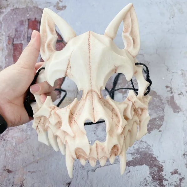 Halloween Skull Party Mask Anime Dragon God Skeleton Halv Face Masks Bone Skull Djur Mask Cosplay Dans Bal Dräkt rekvisita 6