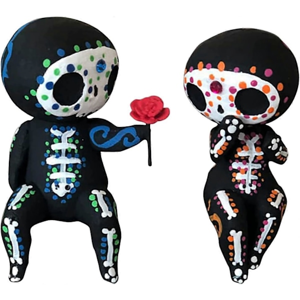 Halloween-Sukkerkraniefigurer, Dejlige Harpikshåndværk Sukkerkranie Par Statue Dekor, Harpiksskelet Par Figur Gotiske Bordplade Ornamenter til Mot