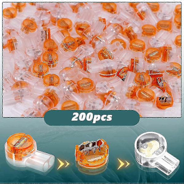 200 stk. Kabelstik K1 Splice Connector med Gel Forsegling 2-leder Terminal Jumper til Telefon og Computerbrug
