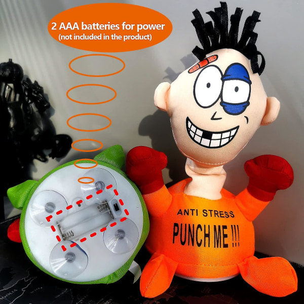 Rolig Punch Me Screaming Doll, interaktiva leksaker med ljud Desktop Boxsäck Presenter för stress relief