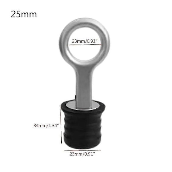 Veneen tyhjennystulppa ruostumatonta terästä, sopii 25/32 mm reikään