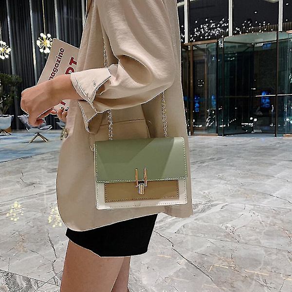 Fash Simple S Square Bag Dam Er Handväska Pu Chain Mobil Ph Axelväska