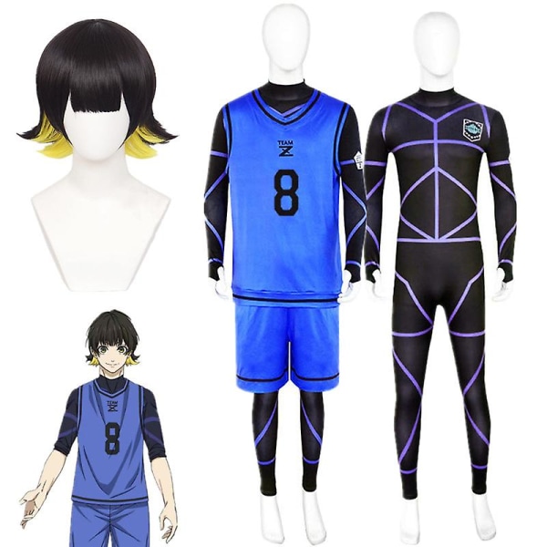 Anime Blue Lock Bachira Meguru Cosplay Kostym Fotbollströja Sportkläder Uniform Body Halloween Julfest Kläder M