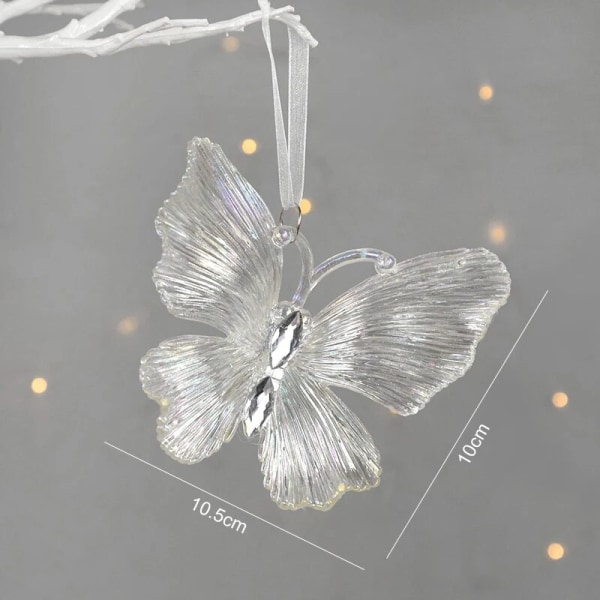 Akryl julgran Hängande prydnader Älg Ängel Docka Klockhänge 2023 God Juldekoration för hem Xmas Nyår 2024 Butterfly