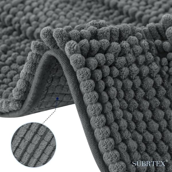 40×60. Grå extra absorberande badrumsmatta, mikrofiber chenille duschmatta, maskintvättbar