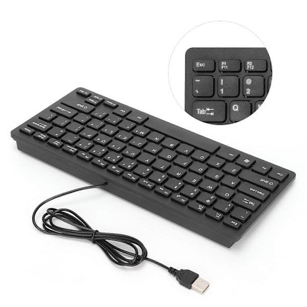 USB Trådbundet Tangentbord Portabelt 78 Tangenter Mini Skrivbord Laptop Tangentbord för Hemmakontor Svart