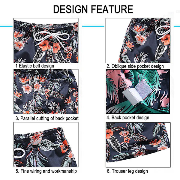 Snabbtorka strandshorts för män med printed casual shorts M