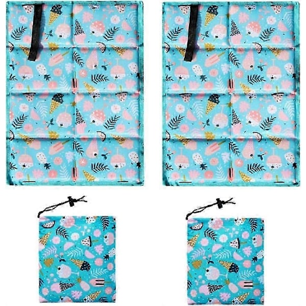 2-pack hopfällbara utomhusmattor, vattentäta strandmattor för camping, fiske och picknick, bärbar lättviktsdesign med bärrem