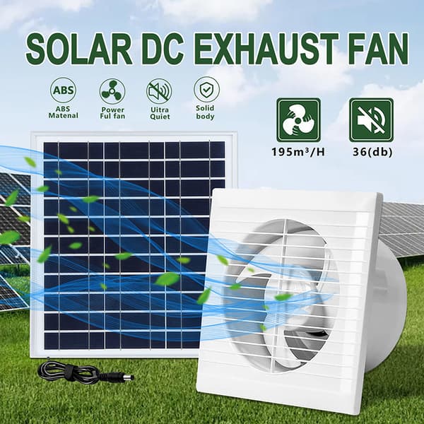 Ventilation Højhastigheds Solcelle Støjsvag Ventilator med 8W Panel Skur Solcelle Udstødningsventilator til Hønsehuse, Hvid