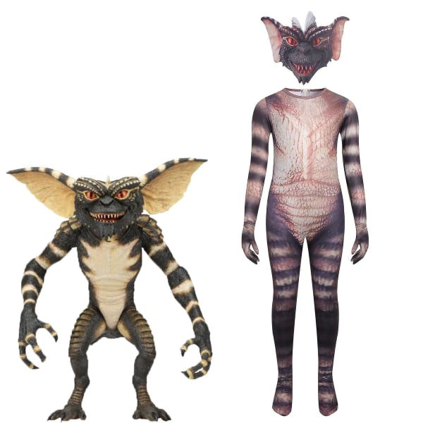 Barn Gremlins Halloween kostymer för pojkar Anime Cosplay Body Svart Dragkedja Jumpsuit Barn Klä upp Karneval Festkläder 130