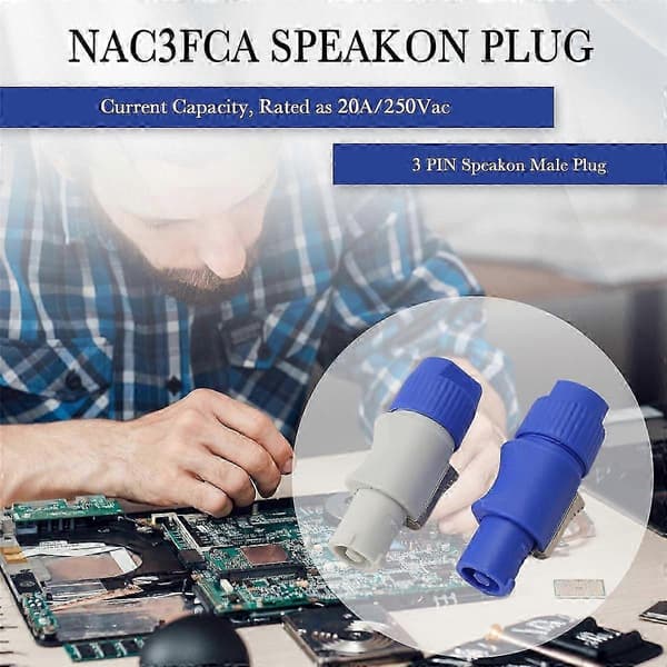 20 stk. NAC3FCA NAC3FCB Speakon Plugg 3 Pin Hann Powercon Kobling