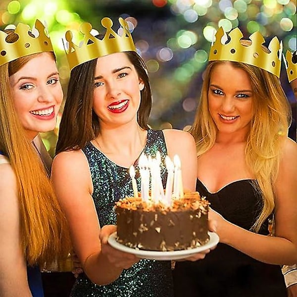Krone Partyhat, (2 Stilarter) 28 Stykker Guld Papirkrone til Fødselsdagsfest Baby Shower Fotorekvisitter, Papirkronehat har 9 Huller til Justering af Størrelsen