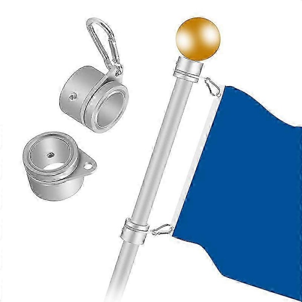2 stk. Flagstangringe Anti-Wrap Flagstang Klips Sving 360° Roterende Flagstang Flag Montering Ringe