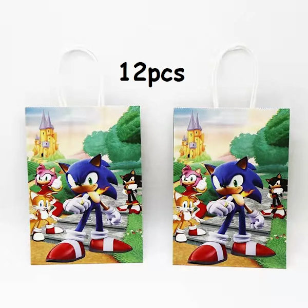 Ny tecknad Sonic Festtillbehör Pojkar Födelsedagsfest Engångsserviser Set Papperstallrik Kopp Servetter Baby Shower Dekorationer 12pcs paper paper